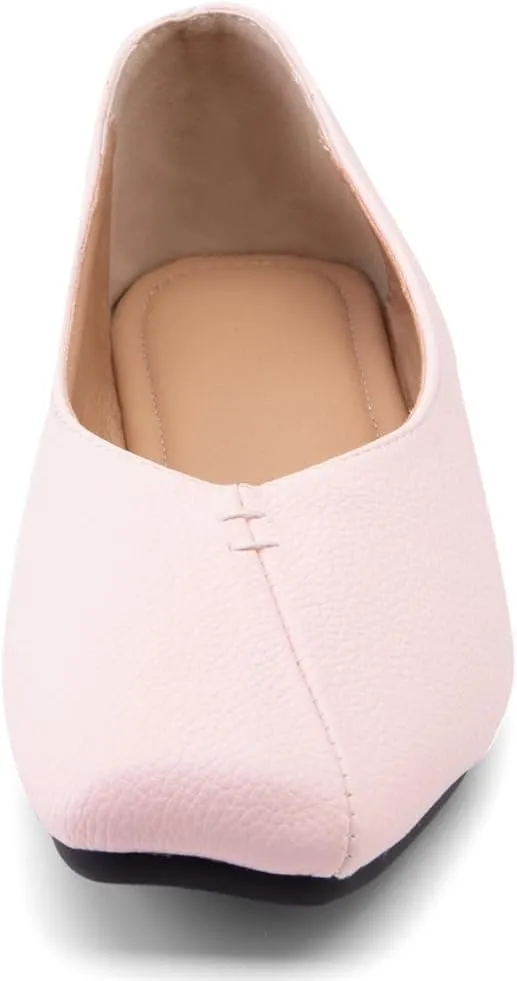 Ballet Flats for Womens Girls Square Toe Soft Comfortable Slip On Ballerina Walking Loafers Dress Shoes