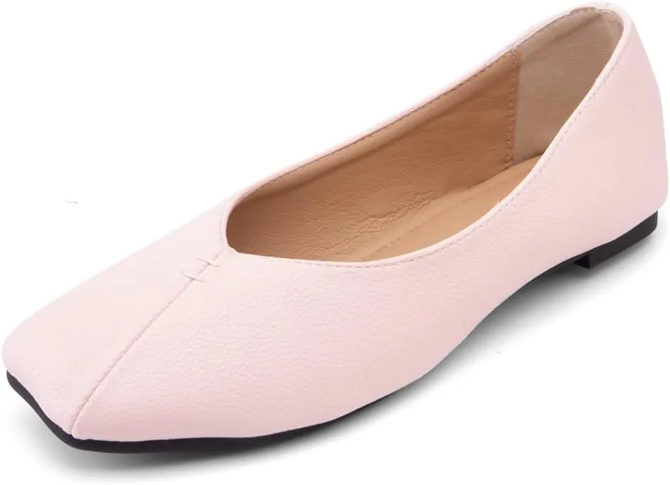 Ballet Flats for Womens Girls Square Toe Soft Comfortable Slip On Ballerina Walking Loafers Dress Shoes