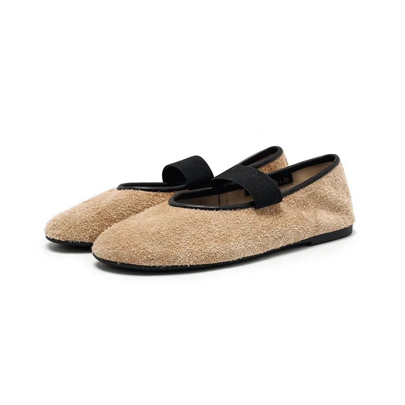 Dwarves Round Toe Suede Reverse Cowhide Casual Flats in 9 Colors