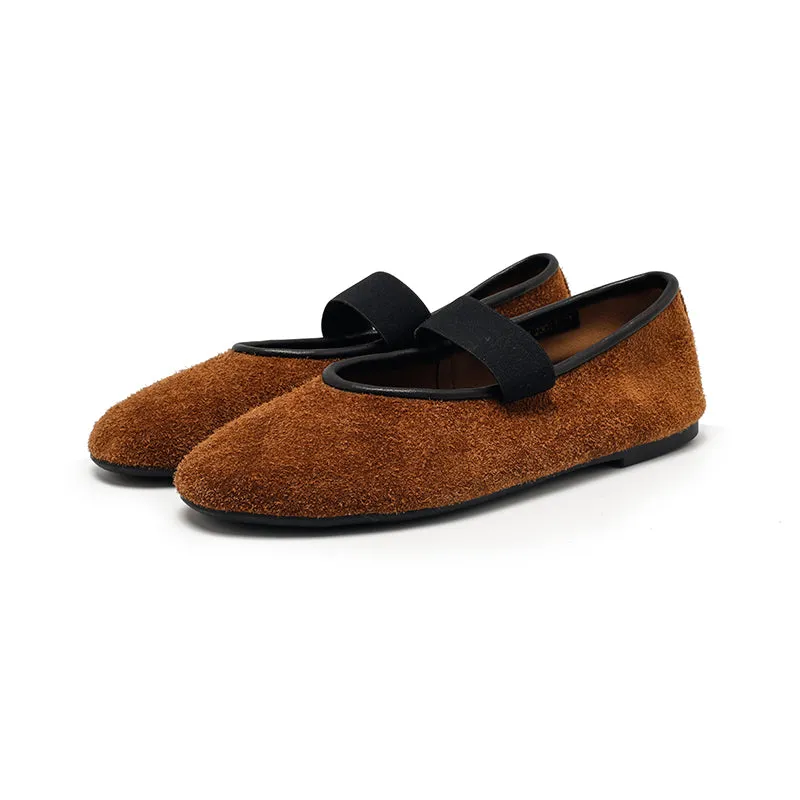 Dwarves Round Toe Suede Reverse Cowhide Casual Flats in 9 Colors