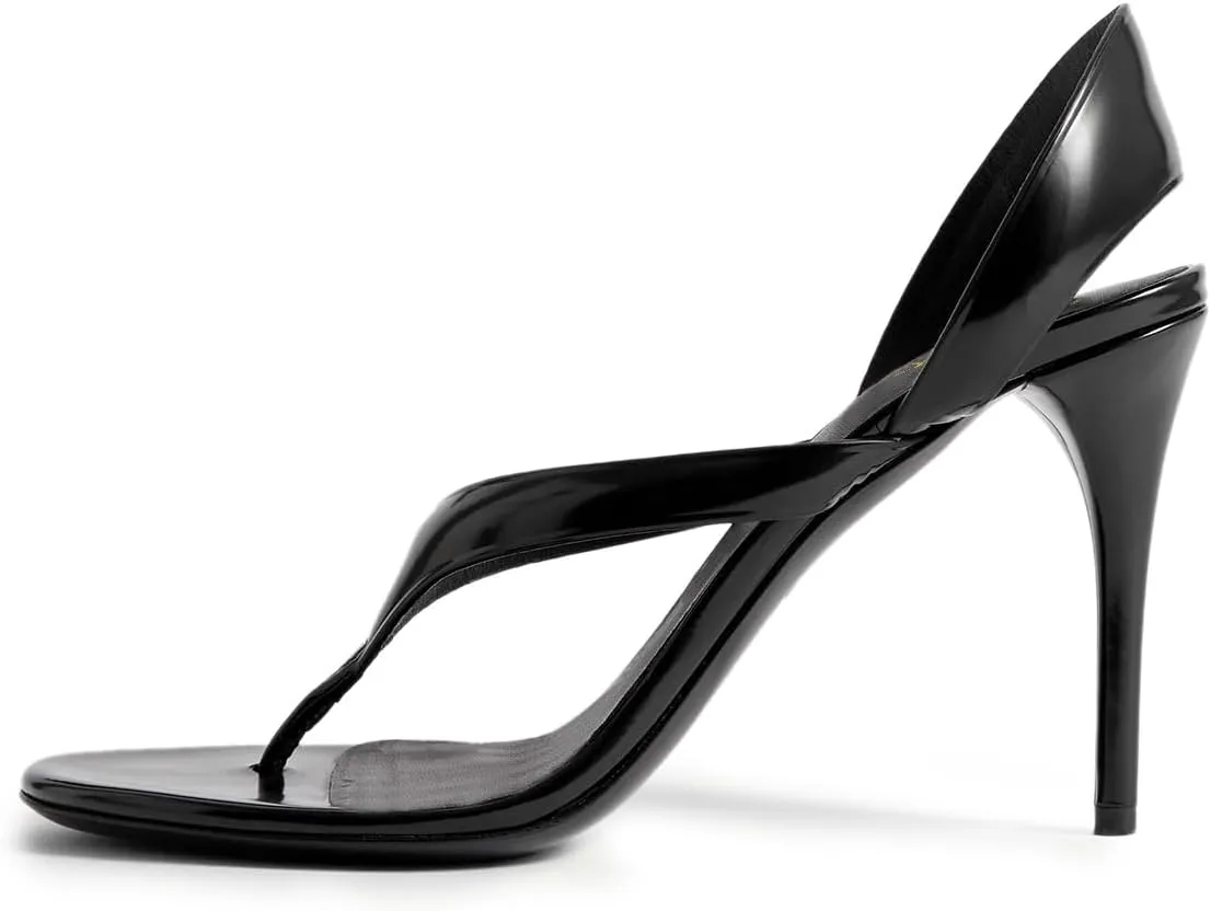 FOWT Women Chic Stiletto High Heel Slingback Thong Sandals Open Split Toe Slip on Prom Evening Dress Shoes Size 4-16 US