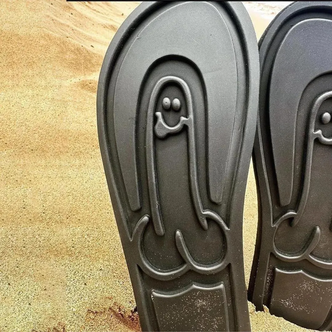 Hidden Shaped Flops, Hidden Pencil Flip Flops Funny Print Flip Flops for Women Men,Beach Comfort Quick-Dry Non Slip Sandal (Black,16 Women/14 Men)