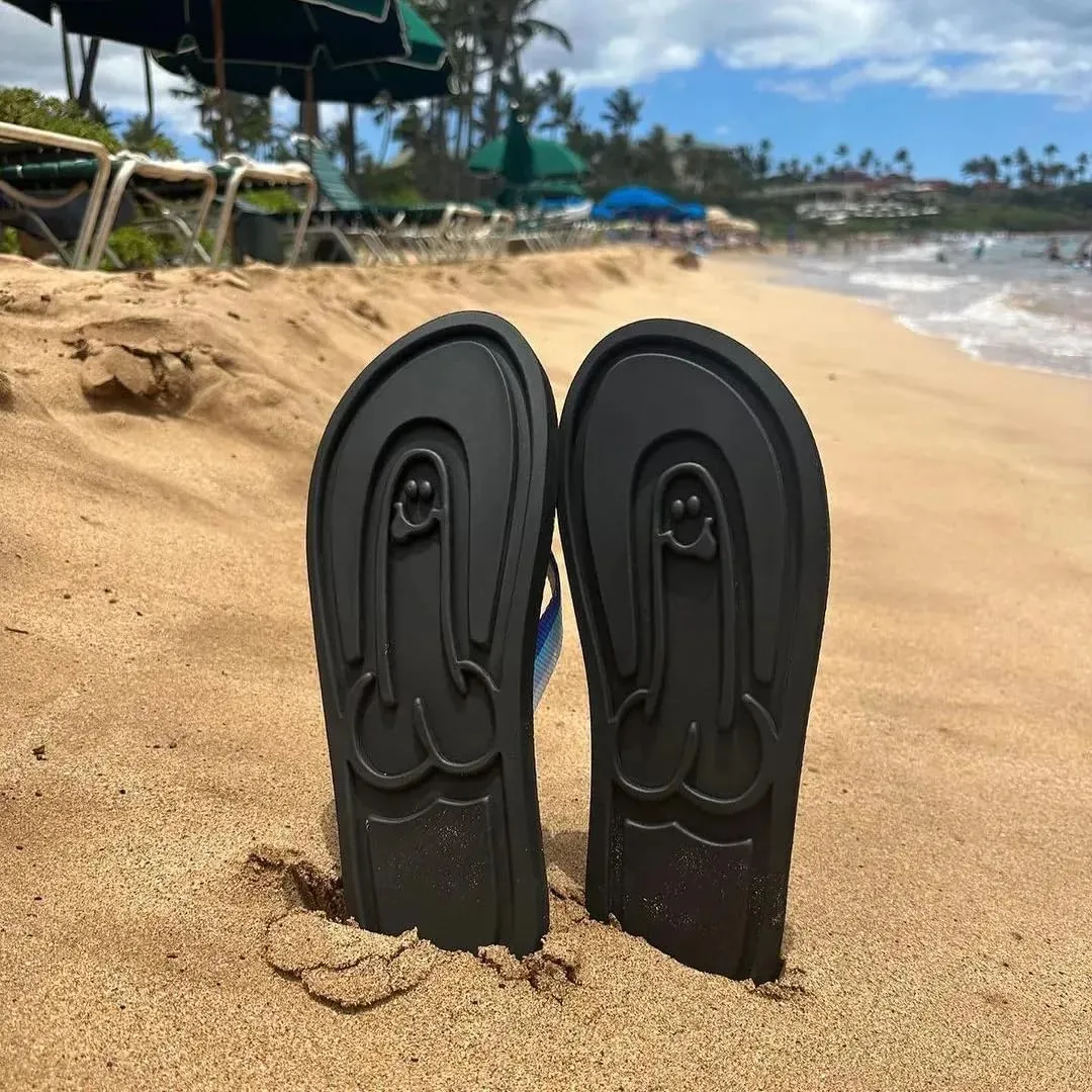 Hidden Shaped Flops, Hidden Pencil Flip Flops Funny Print Flip Flops for Women Men,Beach Comfort Quick-Dry Non Slip Sandal (Black,16 Women/14 Men)