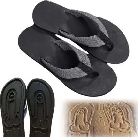 Hidden Shaped Flops, Hidden Pencil Flip Flops Funny Print Flip Flops for Women Men,Summer Beach Comfort Quick-Dry Non Slip Sandal, Black