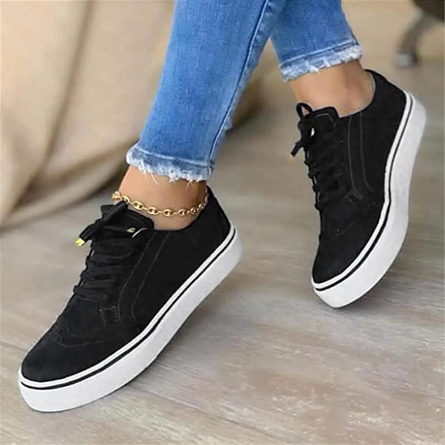 Ladmiple Sneakers For Women Walking Shoes Comfortable Lace ups Casual Summer Fashion Slip On Platform Flats Loafers