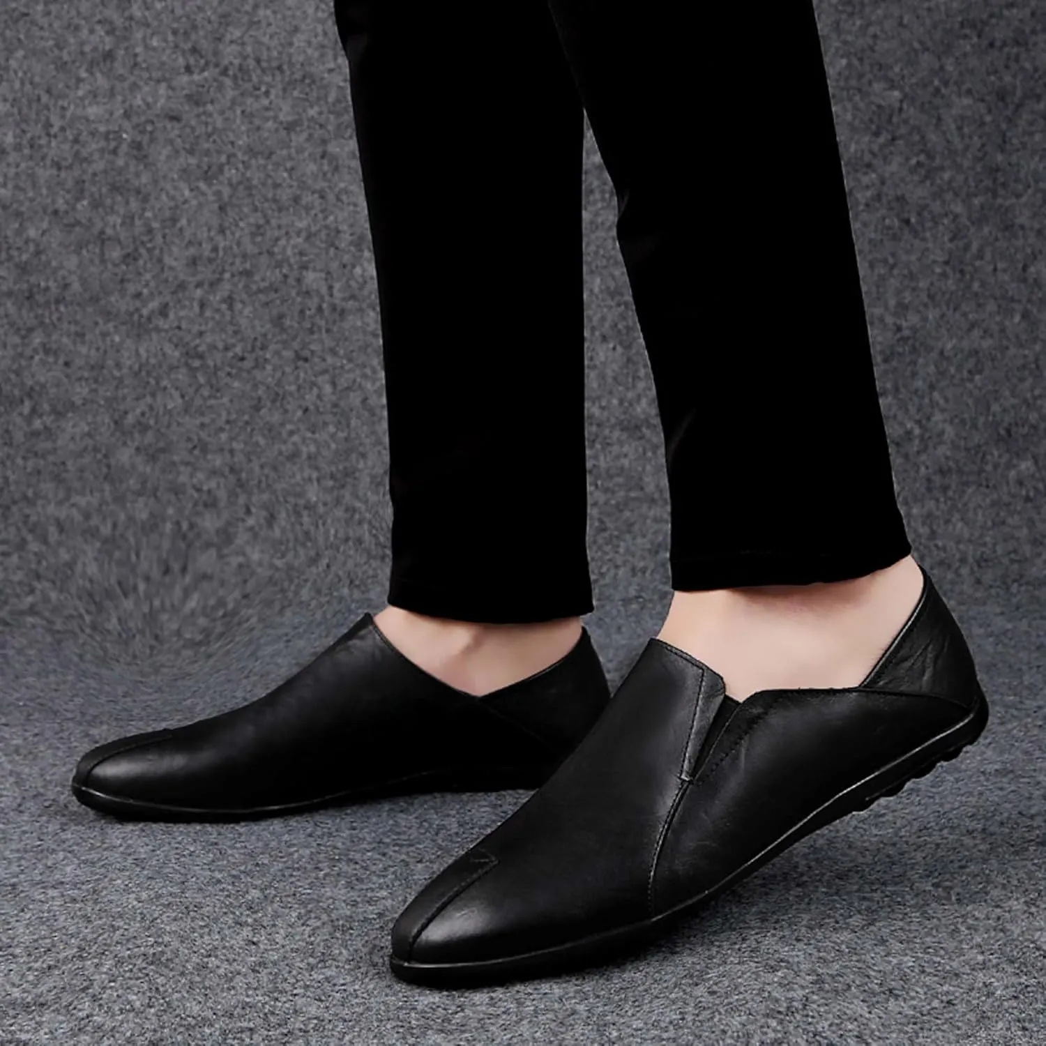 Men's Genuine Cowhide Leather Loafers, Casual Flat Shoes, Comfortable, Soft and Fashionable, Suitable for All Seasons, Suitable for Daily Travel, Driving, Excursions, Dating and Other Scenes use