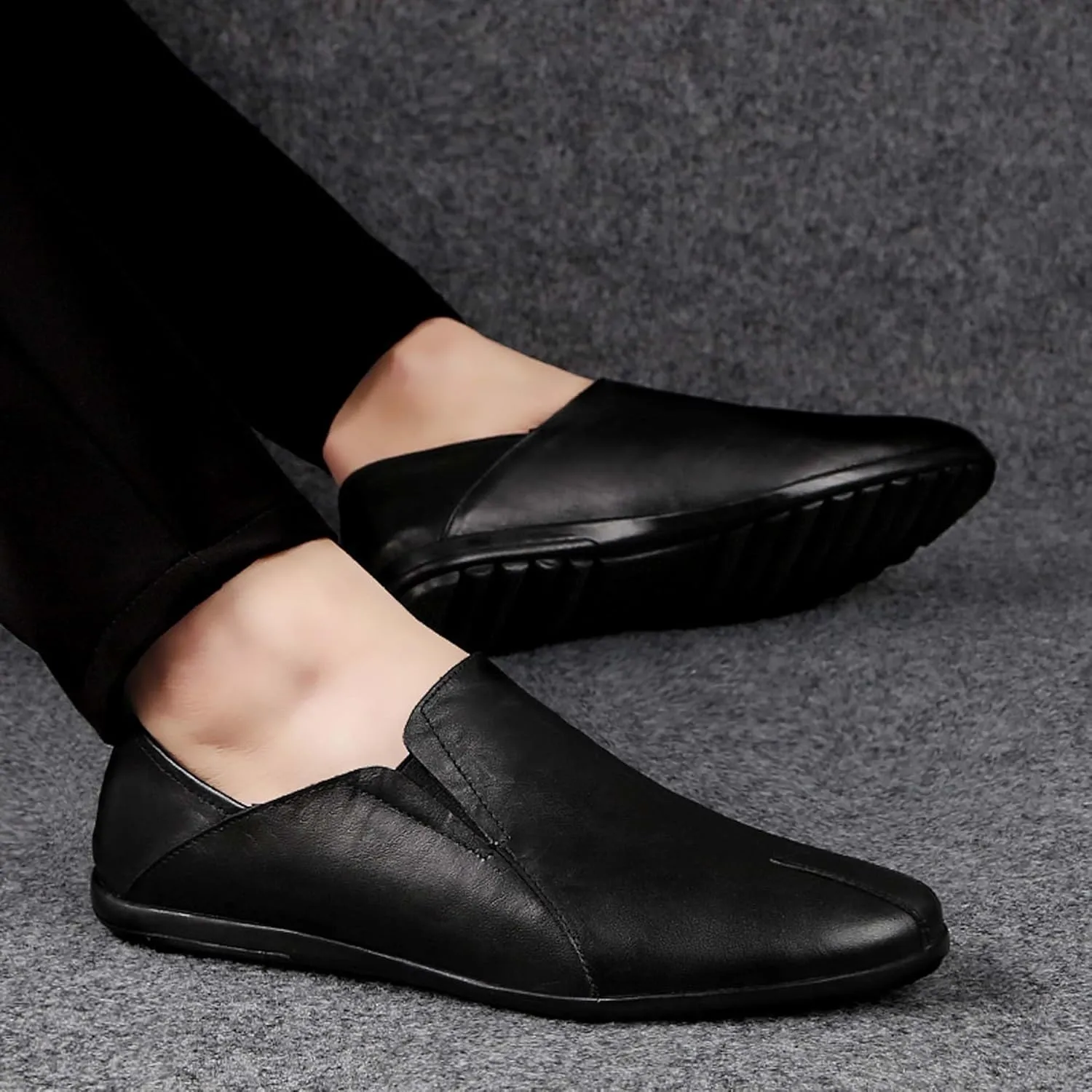 Men's Genuine Cowhide Leather Loafers, Casual Flat Shoes, Comfortable, Soft and Fashionable, Suitable for All Seasons, Suitable for Daily Travel, Driving, Excursions, Dating and Other Scenes use