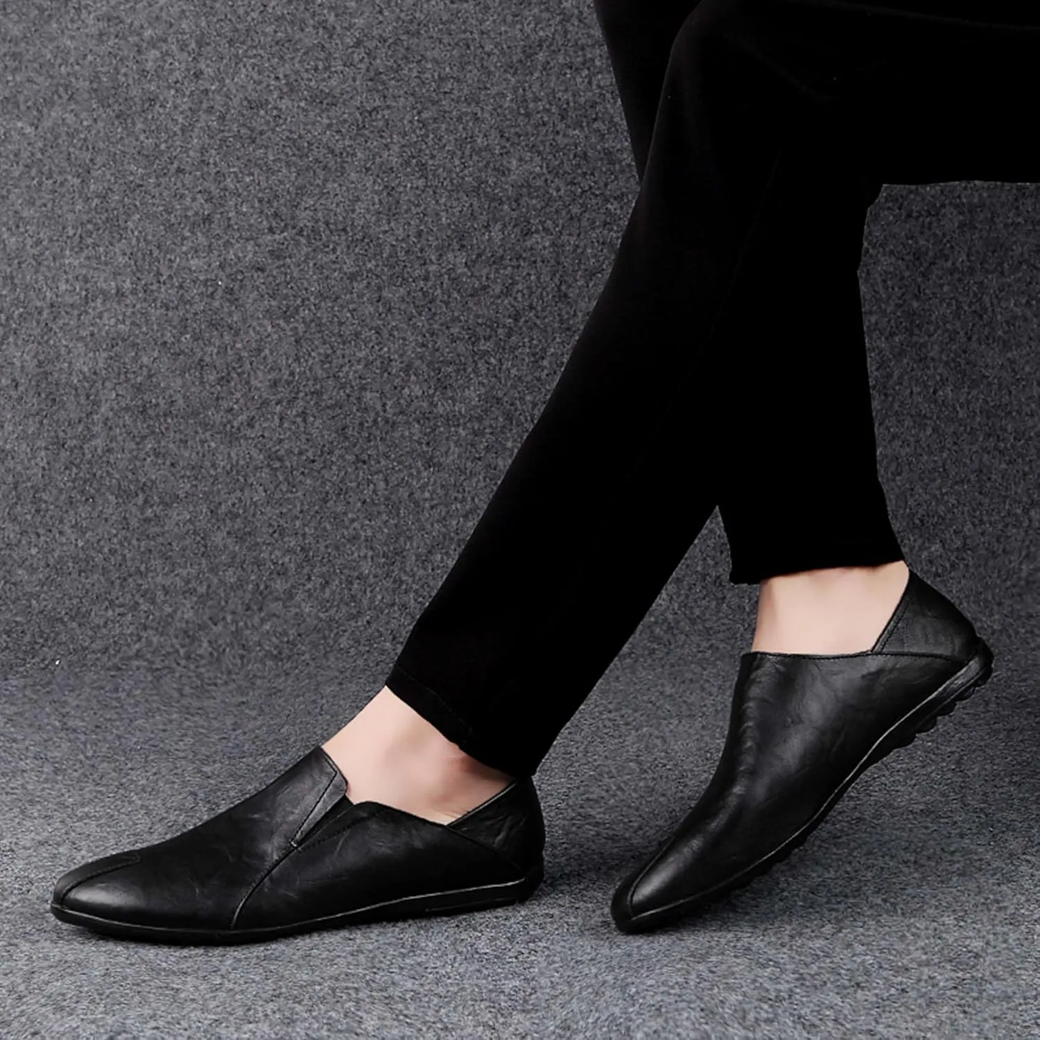 Men's Genuine Cowhide Leather Loafers, Casual Flat Shoes, Comfortable, Soft and Fashionable, Suitable for All Seasons, Suitable for Daily Travel, Driving, Excursions, Dating and Other Scenes use