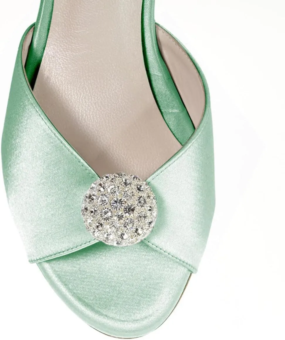 miss left Women Chic Rhinestone Open Toe Ankle Strap Buckle Sandals Block Low Heel Prom Party Dress Shoes Size 4-16 US