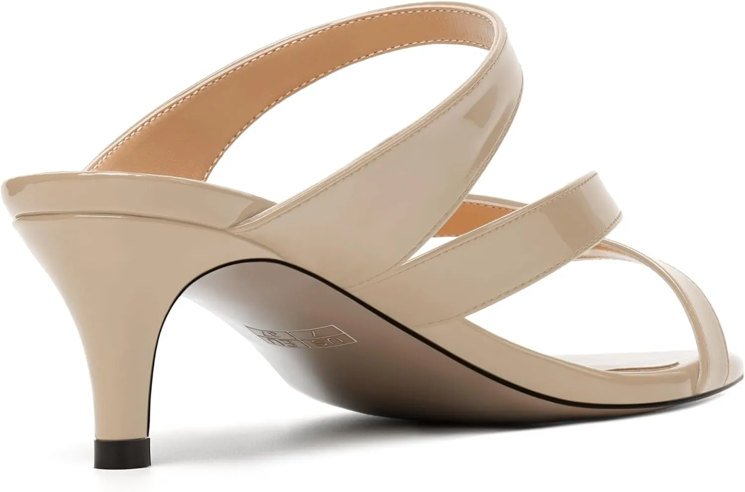 MODENCOCO Womens Patent Party Open Toe Stylish Casual Strappy Slip On Kitten Low Heel Heeled Sandals 2 Inch