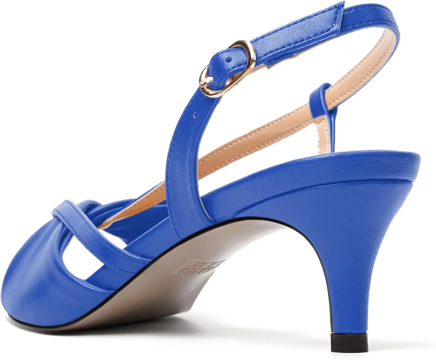 MODENCOCO Womens Stylish Buckle Dress Bridal Open Toe Slingback Matte Kitten Low Heel Heeled Sandals 2 Inch