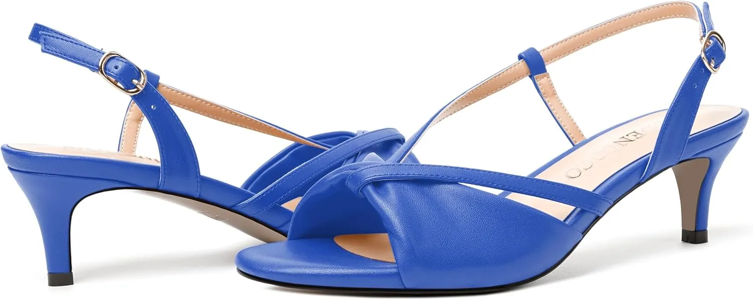 MODENCOCO Womens Stylish Buckle Dress Bridal Open Toe Slingback Matte Kitten Low Heel Heeled Sandals 2 Inch