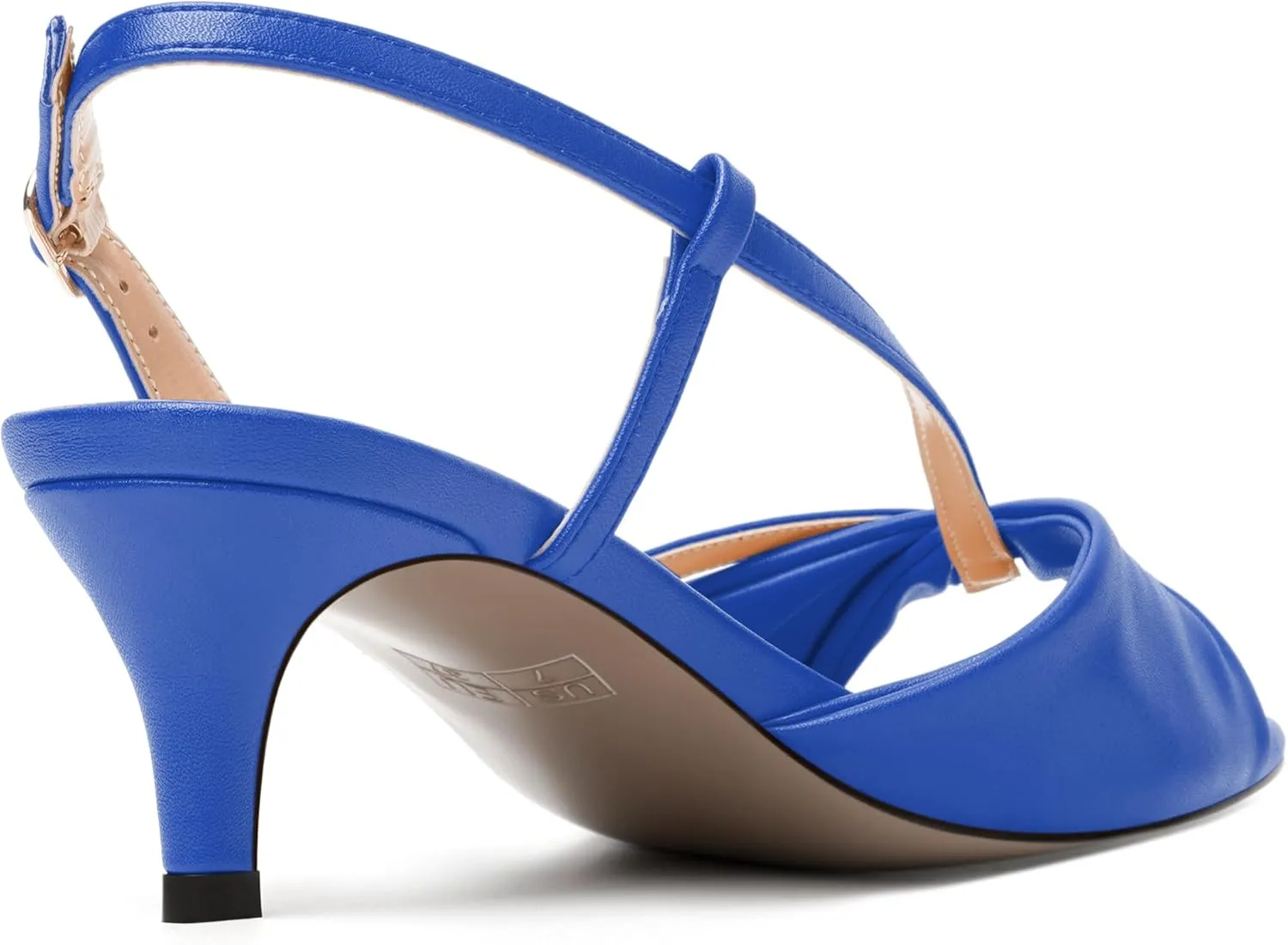 MODENCOCO Womens Stylish Buckle Dress Bridal Open Toe Slingback Matte Kitten Low Heel Heeled Sandals 2 Inch