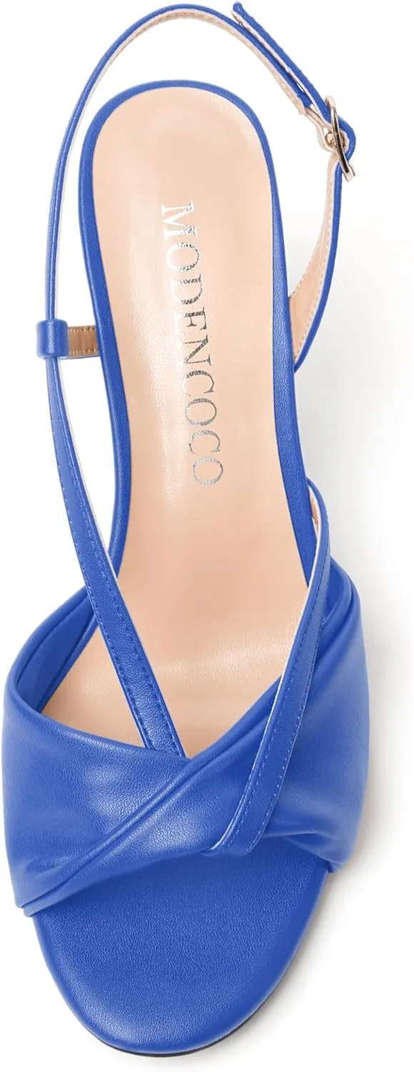 MODENCOCO Womens Stylish Buckle Dress Bridal Open Toe Slingback Matte Kitten Low Heel Heeled Sandals 2 Inch