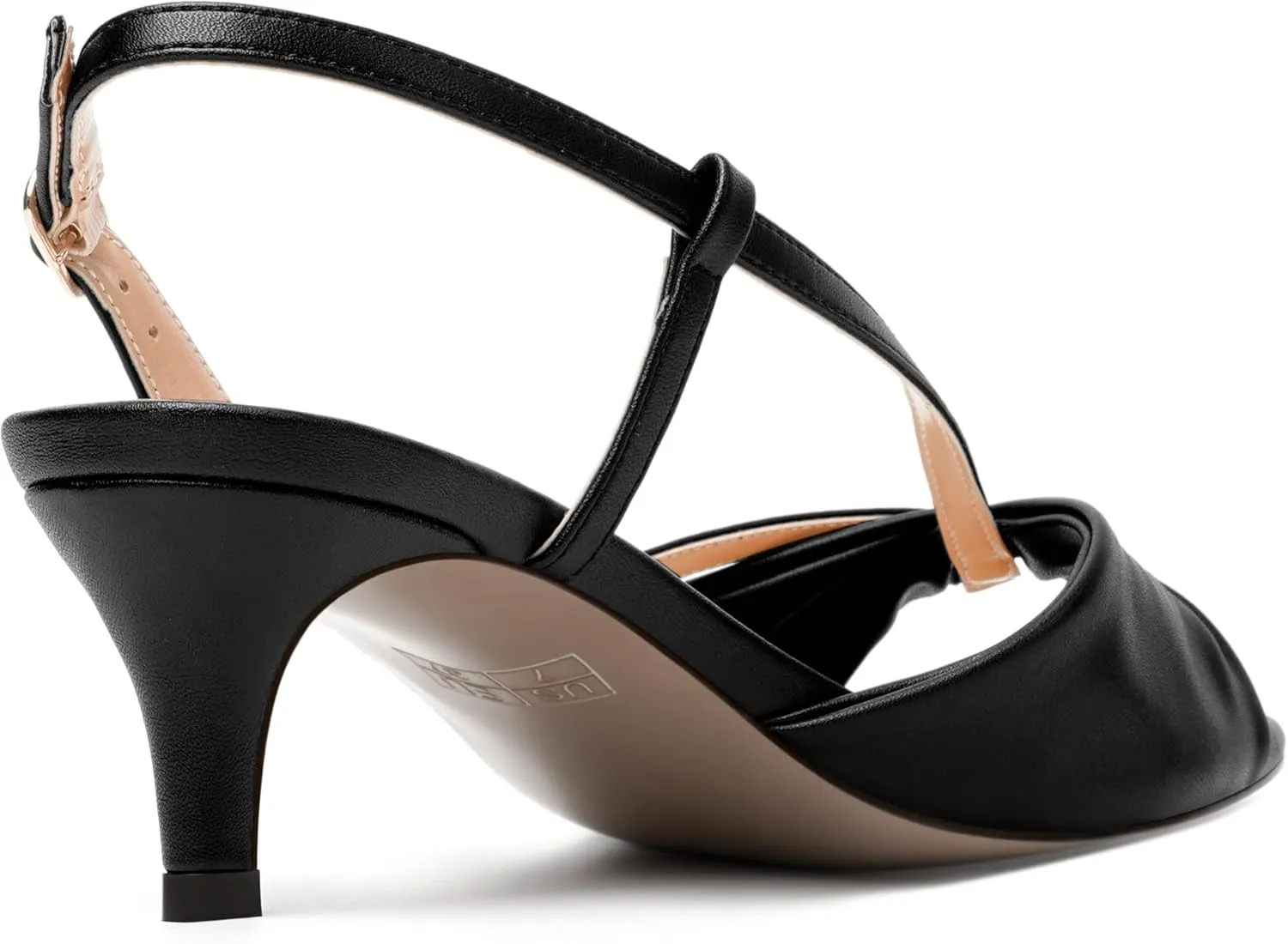 MODENCOCO Womens Stylish Buckle Dress Bridal Open Toe Slingback Matte Kitten Low Heel Heeled Sandals 2 Inch