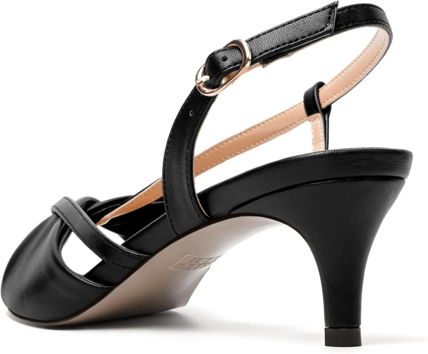 MODENCOCO Womens Stylish Buckle Dress Bridal Open Toe Slingback Matte Kitten Low Heel Heeled Sandals 2 Inch