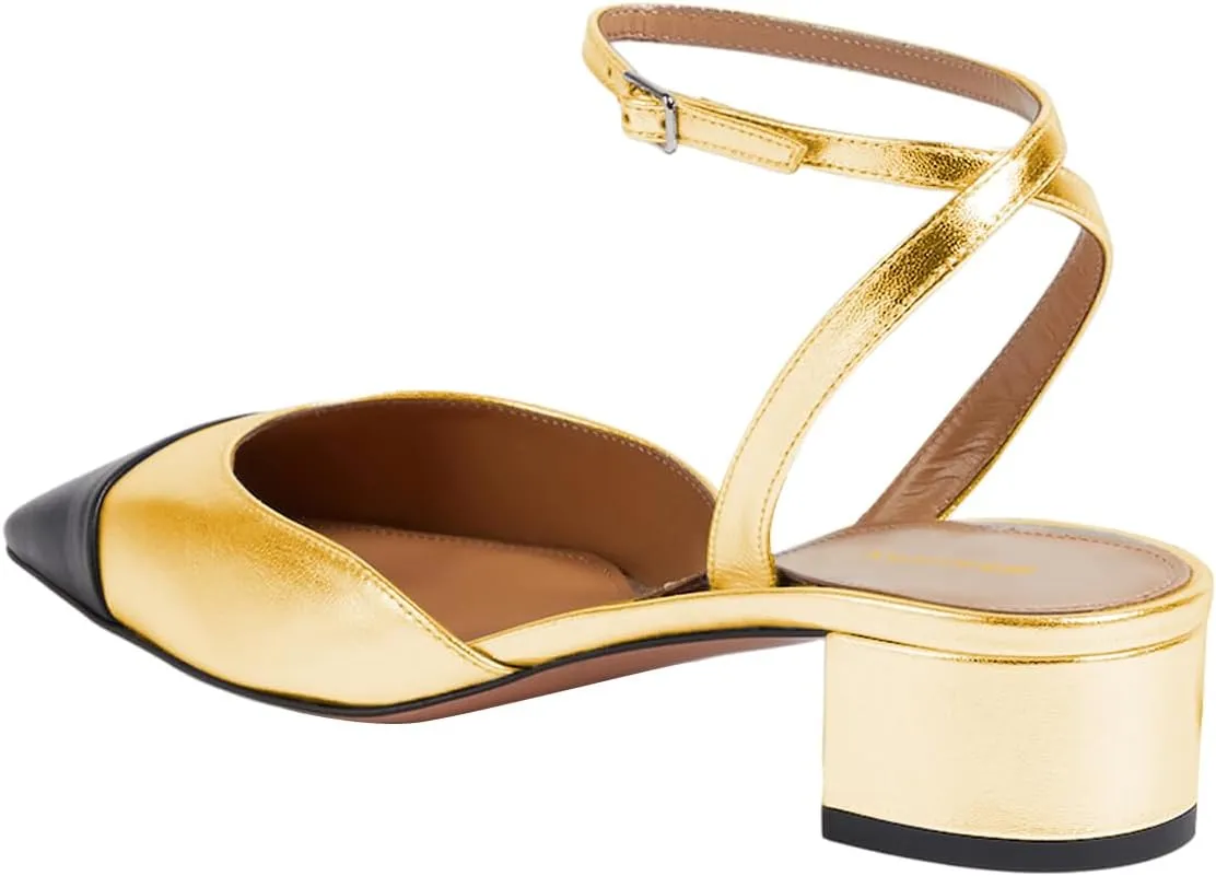 Women Stylish Square Cap Toe Block Low Heel Sandals Ankle Strap Slingback Summer Dress Shoes Size 4-16 US