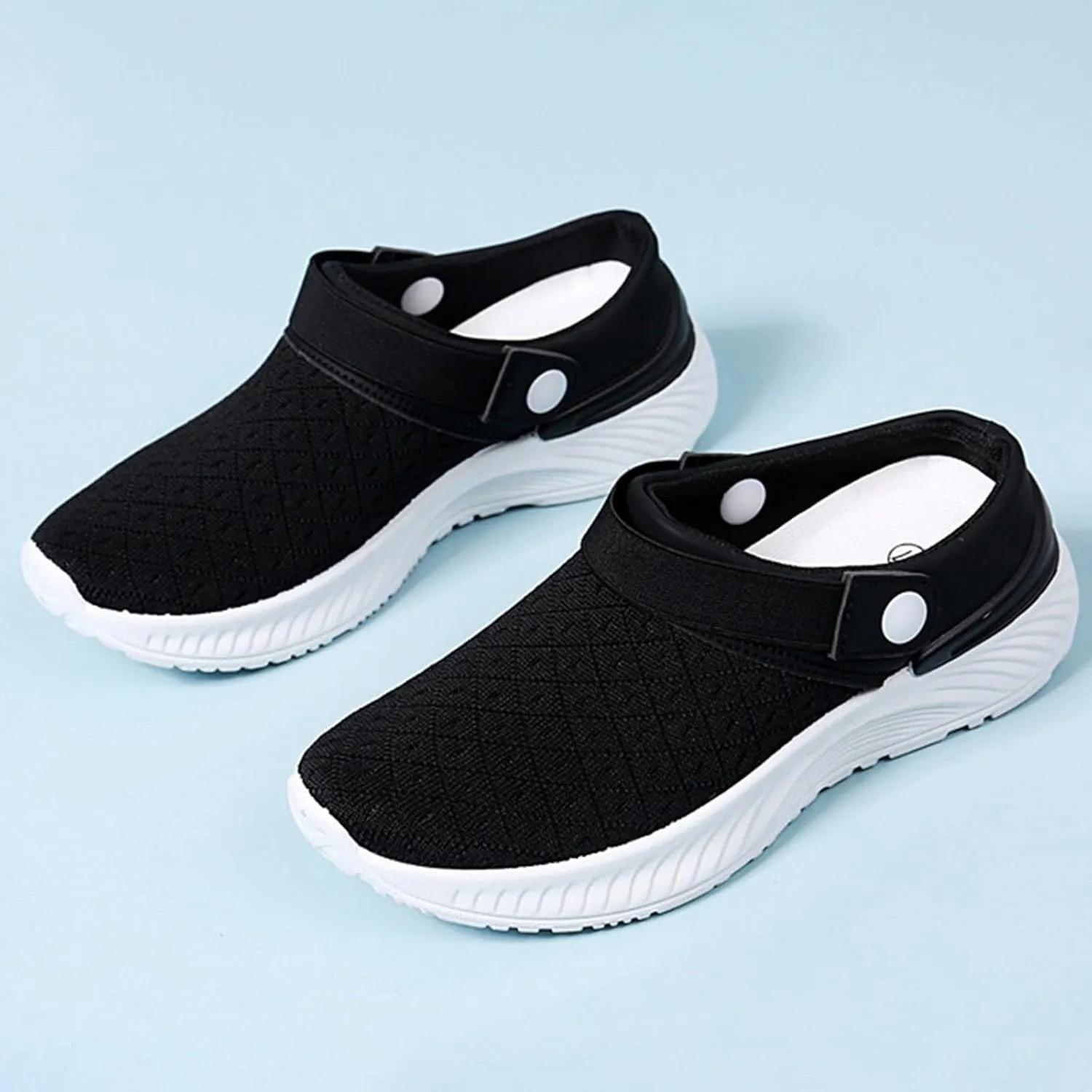 Womens Backless Sneakers Mesh Slip-on Mule Shoes Mens Tennis Shoes Arch Support Casual Shoes Trendy Black Sneakers White Tennis Shoe Loafers Shoe