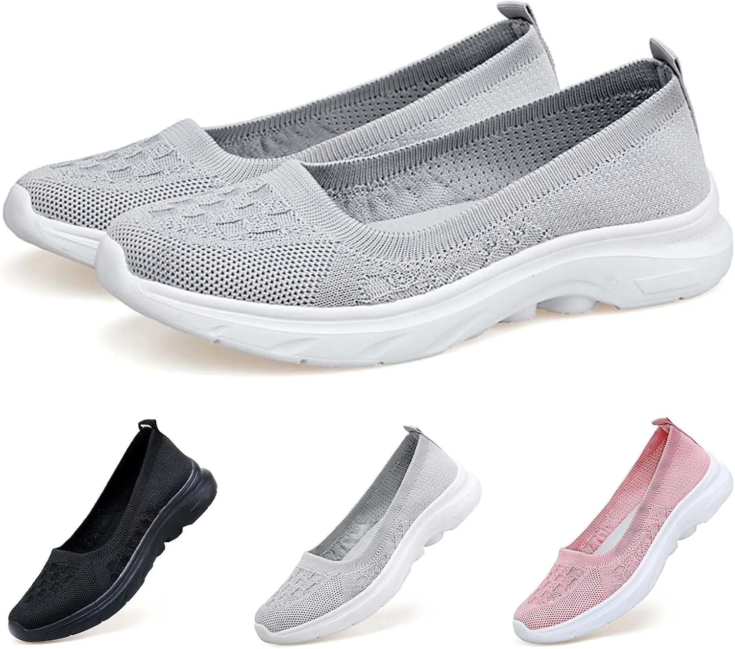Women's Knit Slip On Sneakers Breathable Lightweight Comfortable Walking Shoes for Gym Casual Travel Workout